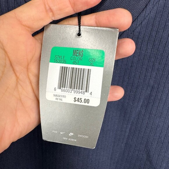 New Nike Golf Swoosh Navy Blue Ribbed V-neck Vest Men's Size XL - Picture 7 of 9